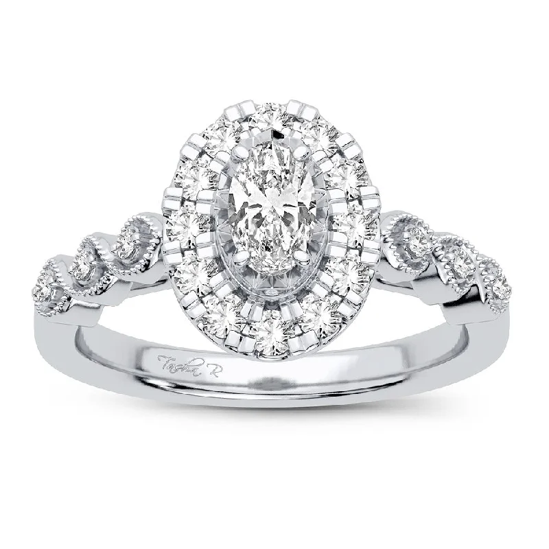 Engagement rings with solitaire setting for women -14K 0.77CT Diamond Ring