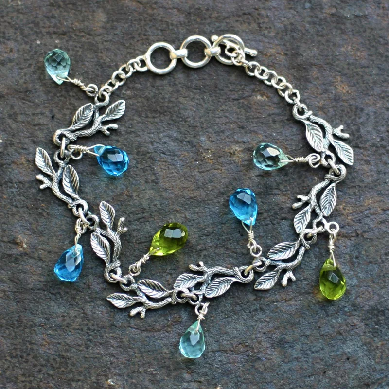 Women's bangles with infinity design -Rainforest Silver Link Bracelet