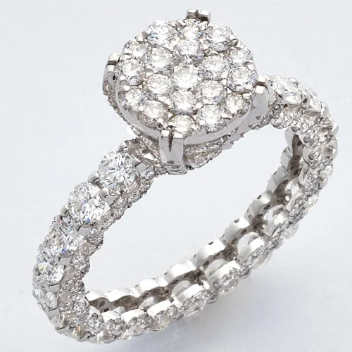 Wedding set engagement rings for women -14KW 2.85CTW ROUND CLUSTER DIAMOND RING