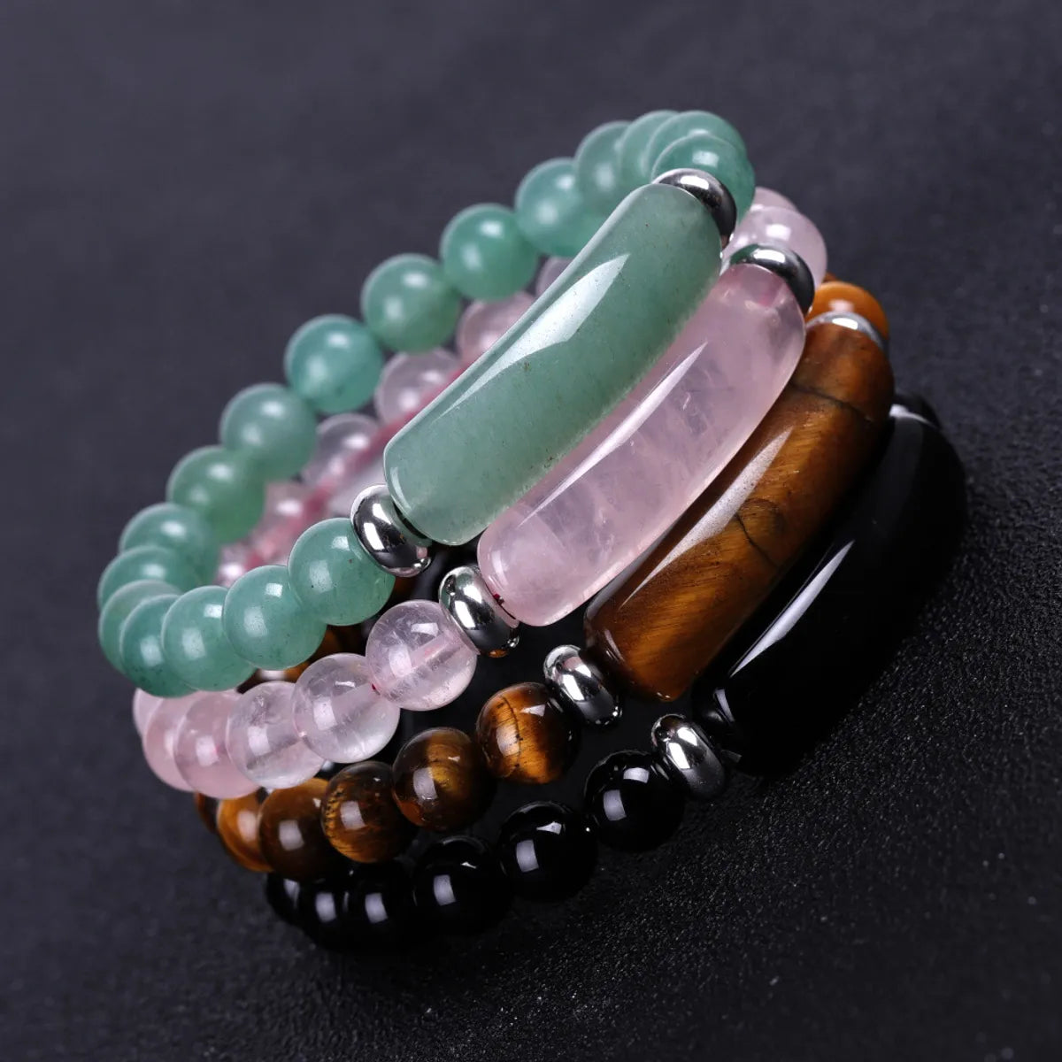 Bohemian style women's bracelets -Fashion Ball Natural Stone Beaded Polishing Bracelets 1 Piece