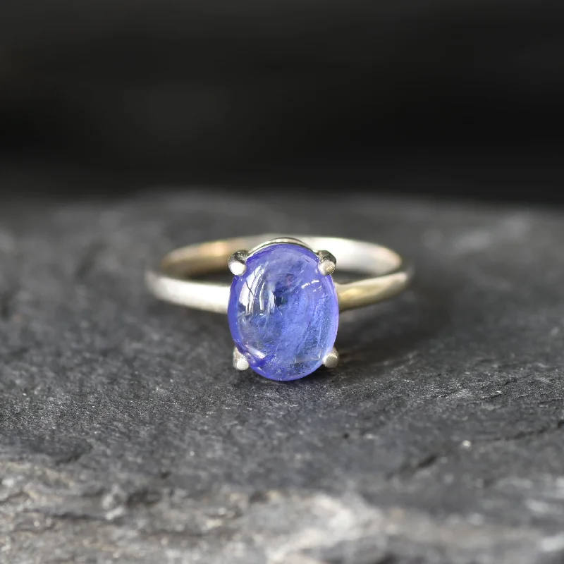 Women’s minimalist rings-Tanzanite Ring - Purple Oval Ring - Tanzanite Solitaire Ring