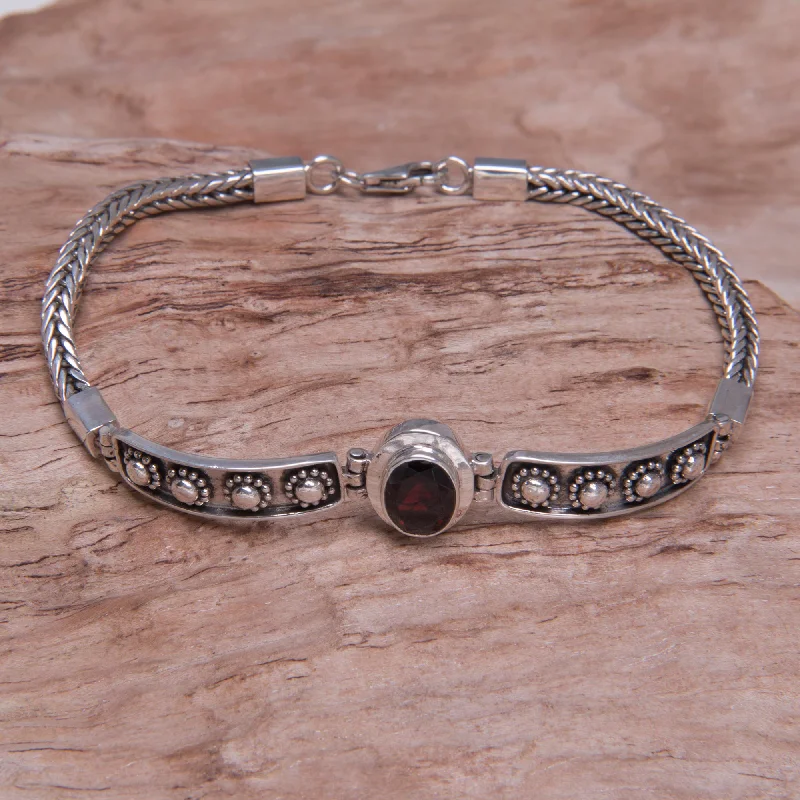 Contemporary women's bangles -Cosmic Story Sterling Silver Garnet Bracelet