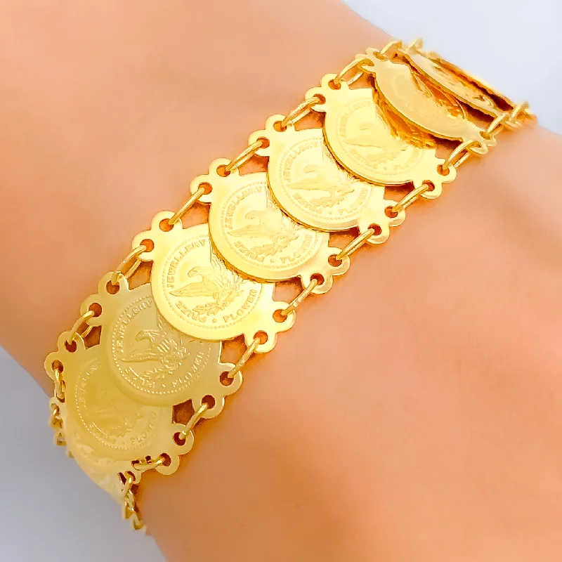 Handmade gemstone bracelets -Opulent Beautiful 21k Gold Coin Bracelet