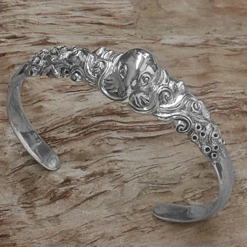 Simple women's bracelets -Octopus of the Deep Sterling Cuff Bracelet