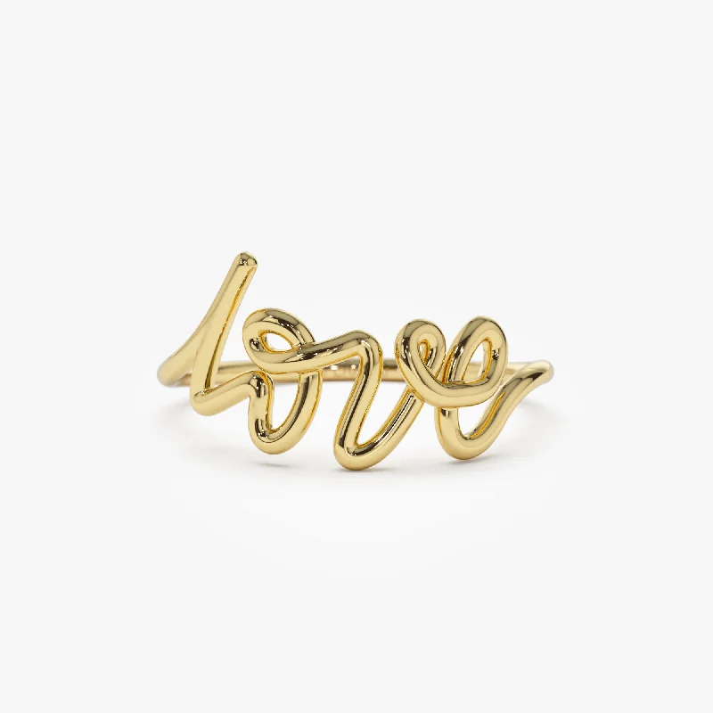 Women’s promise rings-14K Gold Script Love Ring