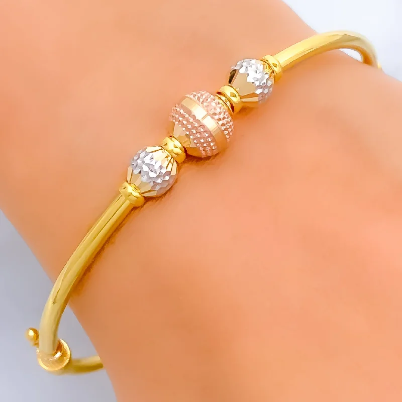 Layered bangle bracelets for women -Delicate Poised 22k Gold Bangle Bracelet