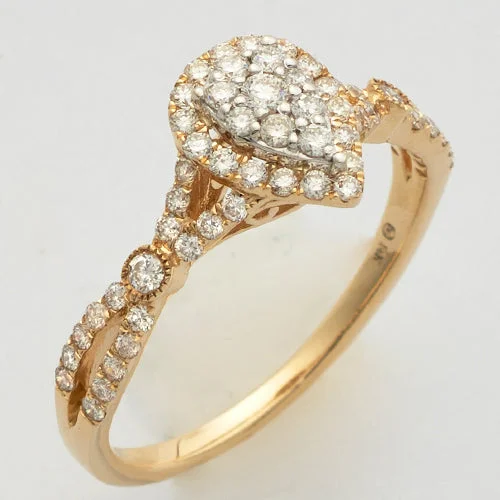 Engagement rings with vintage band for women -14KY 0.50CTW DIAMOND PEAR CLUSTER RING