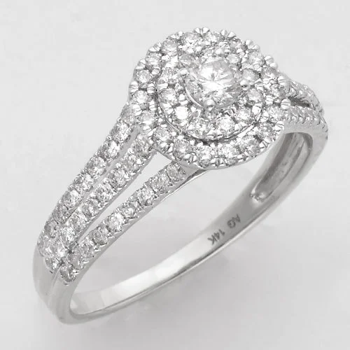 Platinum diamond engagement rings for women -14KW 0.75CTW DIAMOND BRIDAL RING - DOUBLE ROUND