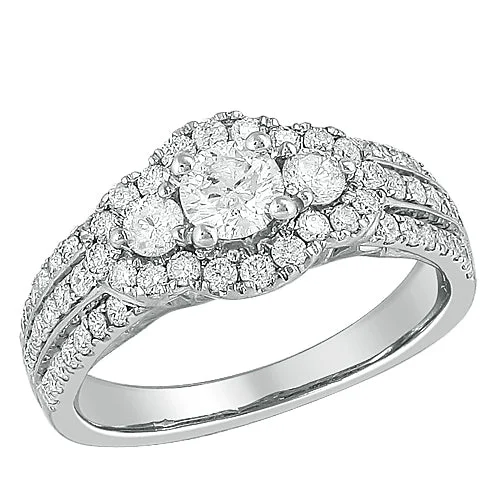 Engagement rings with three stones for women -14KW 1.30CTW DIAMOND RING