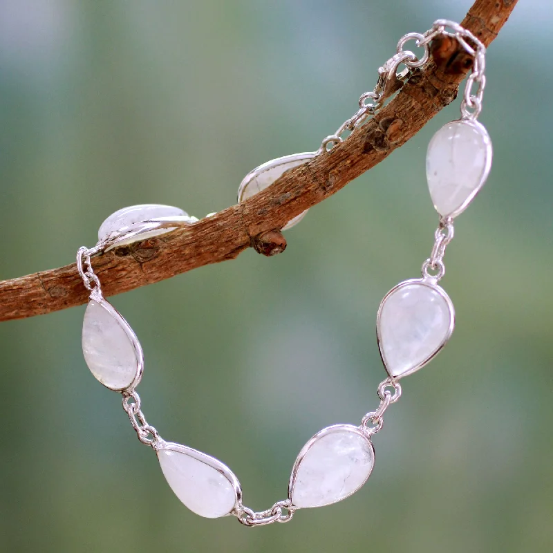 Colored women's bangles -Inspired Intuition Silver Moonstone Link Bracelet