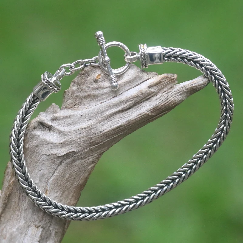 Butterfly design women's bracelets -Dragon Braid Silver Men's Chain Bracelet