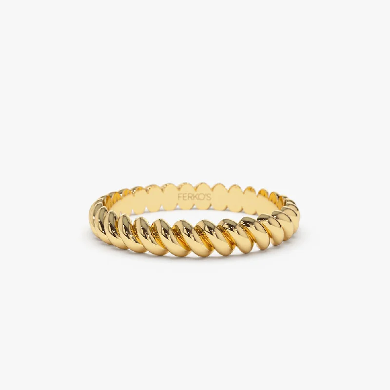 Women’s minimalist rings-14K 3MM Twisted Rope Ring