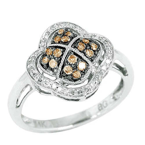 Affordable vintage engagement rings for women -14KW 0.33CTW CHAMPAGNE DIAMOND WHITE GOLD RING