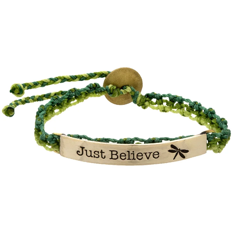 Vintage women's bangles -Just Believe Dragonfly Woven Bracelet