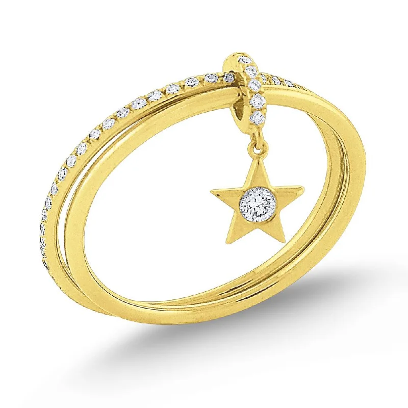 Engagement rings with diamond wrap for women -Diamond Lucky Charm Star Ring Set in 14 Kt. Gold