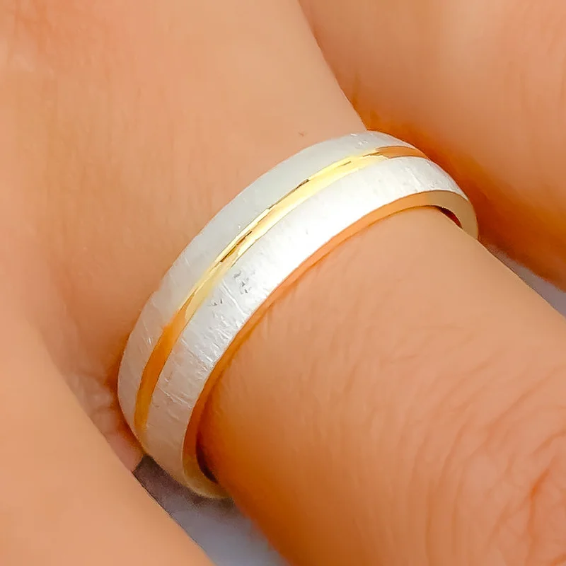 Women’s eternity rings-Magnificent Two-Tone Brush Finished 22k Gold Band