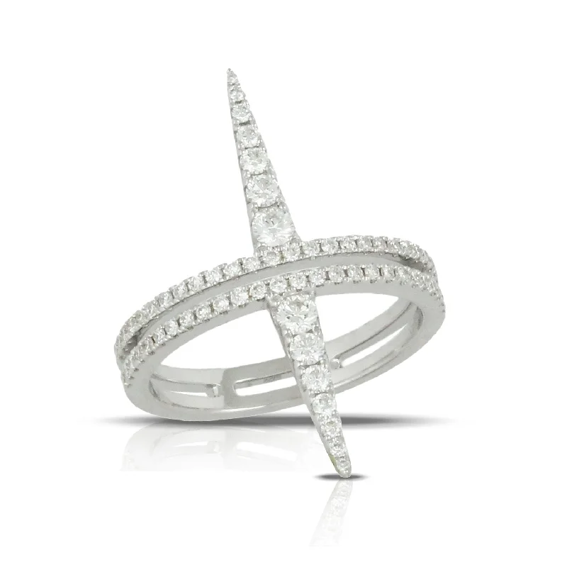 Contemporary engagement rings for women -Doves Diamond Fashion Collection 18K White Gold Diamond Ring