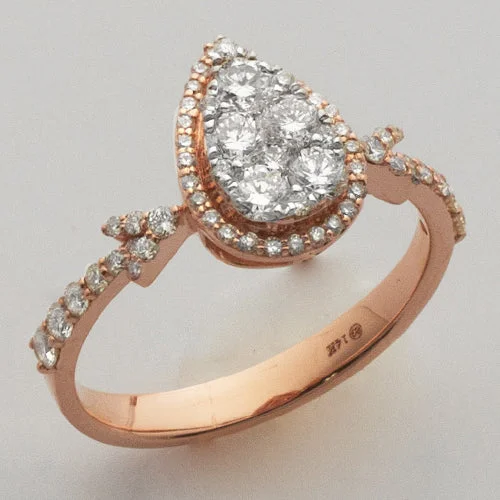 Stunning engagement rings for women -14KR 0.75CTW PEAR SHAPE CLUSTER DIAMOND RING