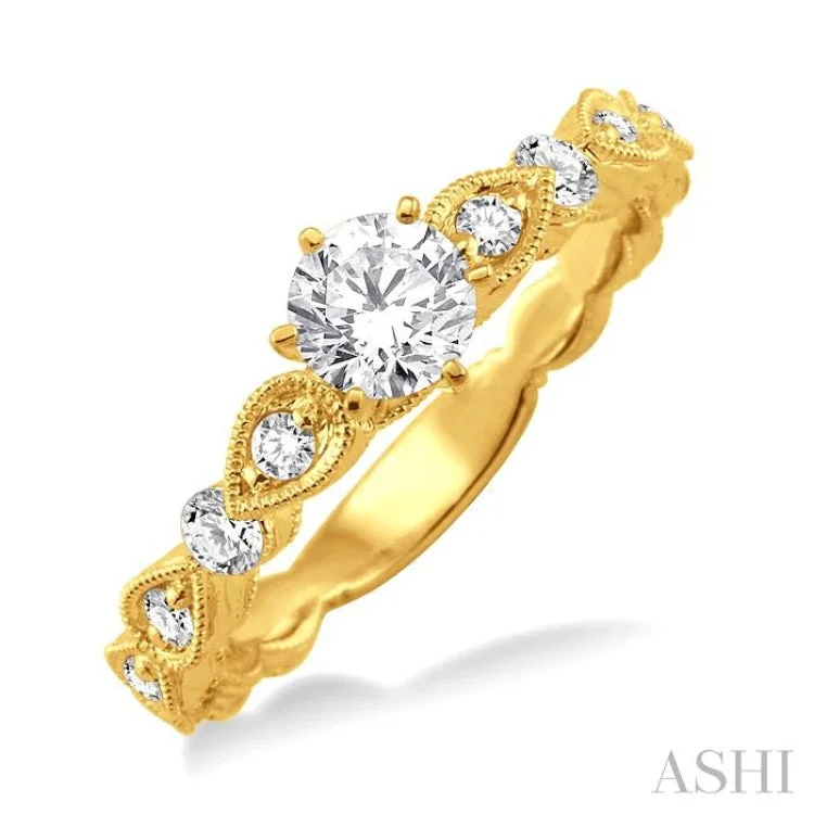 Engagement rings for women with sapphire stone -1/5 ctw Diamond Semi-Mount Engagement Ring in 14K Yellow Gold