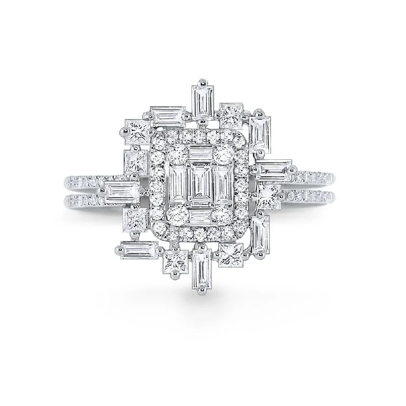 Art deco engagement rings for women -Diamond Metropolis Ring Set in 14 Kt. Gold