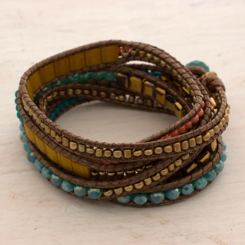 Big circle bangles for women -Multicolor Glass Beaded Wrap Bracelet