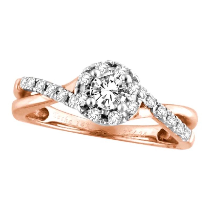 Engagement rings with floral design for women -14K 0.50CT   Diamond RING