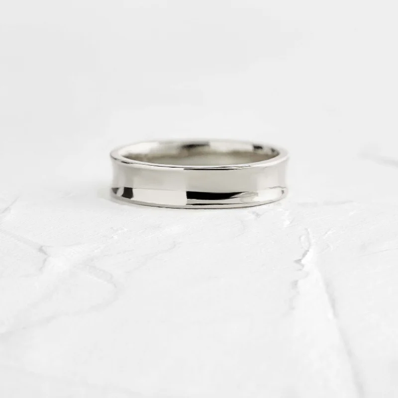 Women’s minimalist engagement rings-Concave Band, 5mm, Size 12.5 - In Stock