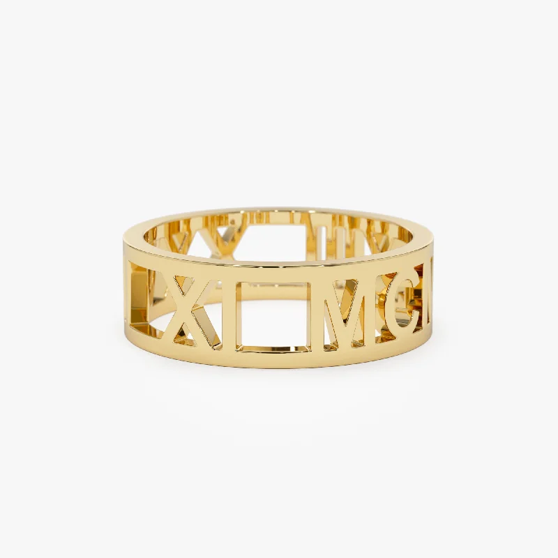 Women’s two-tone rings-14K Gold Personalized Roman Numeral Ring