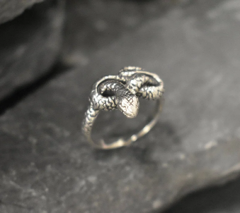 Women’s topaz rings-Silver Snake Ring - Silver Python Ring -  Coiled Snake Ring