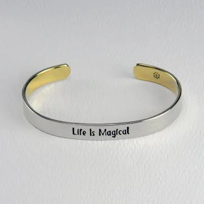 Trendy women's bangles -Life Is Magical Mixed Metal Cuff Bracelet