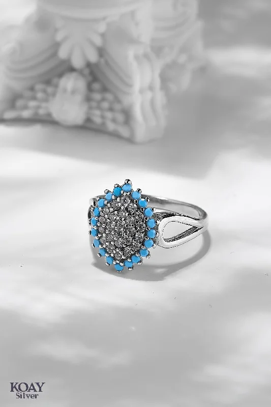 Women’s rose gold stack rings-Turquoise (01) Ring