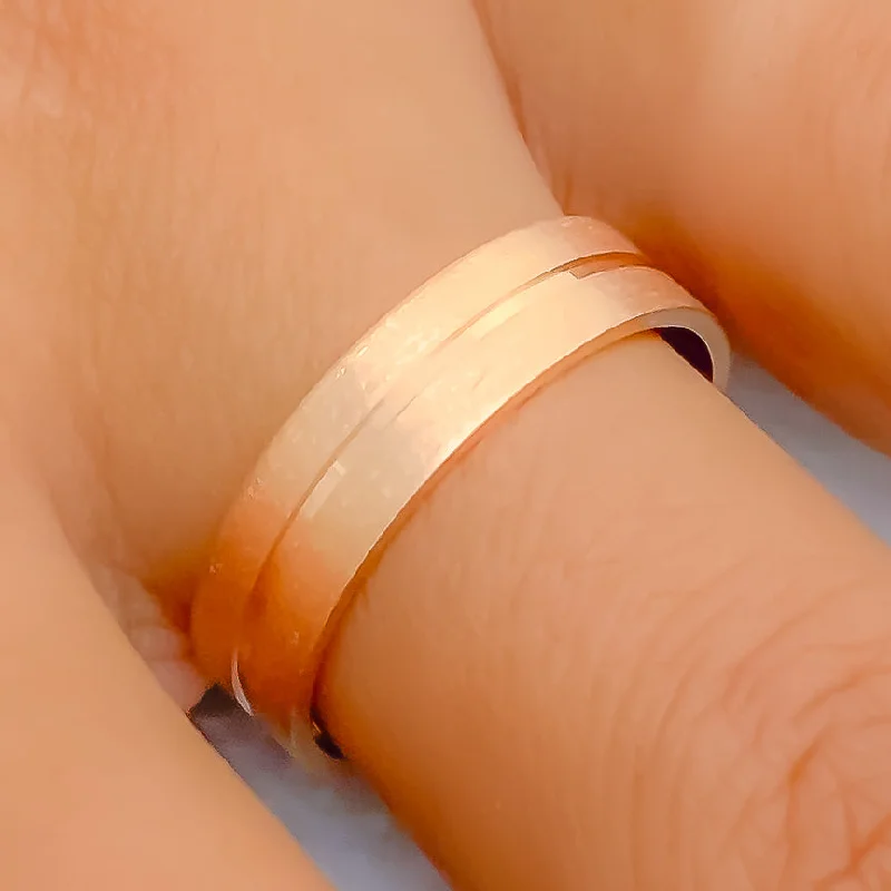 Women’s chunky rings-Stylish Timeless 22k Rose Gold Band