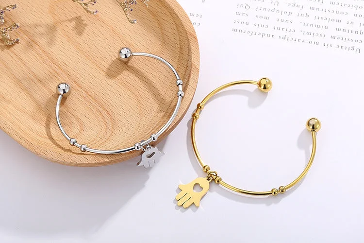 Handmade women's bracelets -Fashion Stainless Steel Women's Gold Palm Open Bracelet