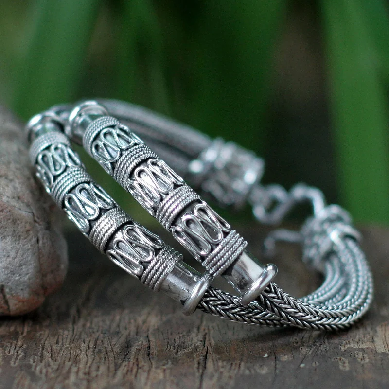 Simple women's bracelets -Distinction Silver Braided Bracelet