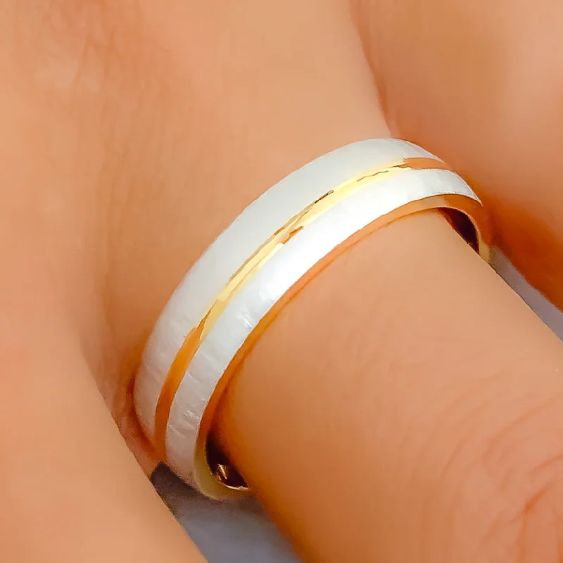 Women’s silver rings-Majestic Engraved Two-Tone 22k Gold Band