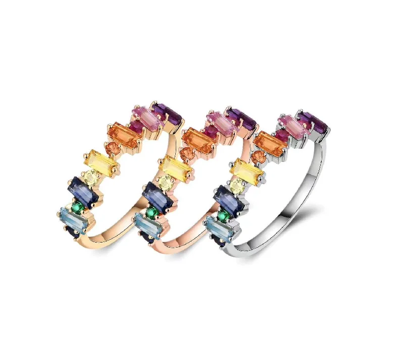 Women’s pearl wedding rings-Multi Sapphire Infinitude Ring