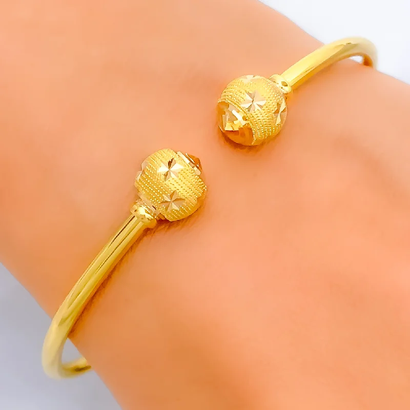 Women's bangle with diamonds -Radiant Graceful 22k Gold Bangle Bracelet