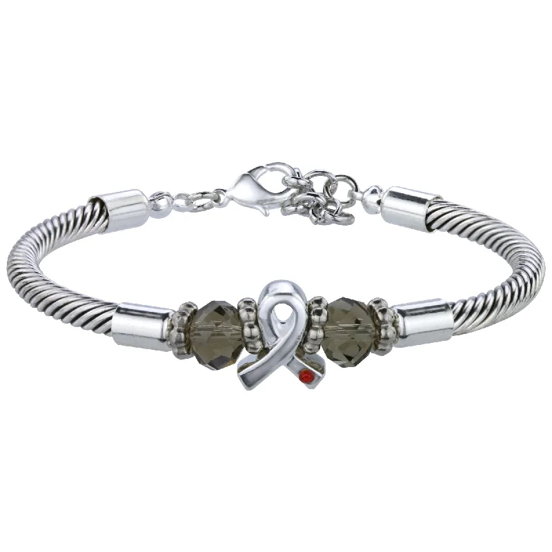 Personalized women's bangles -Diabetes Awareness Ribbon Cable Bracelet!