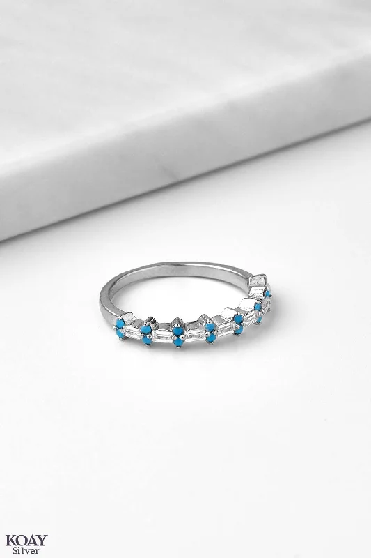 Women’s engraved rings-Zircon Ring (065-Turquoise)