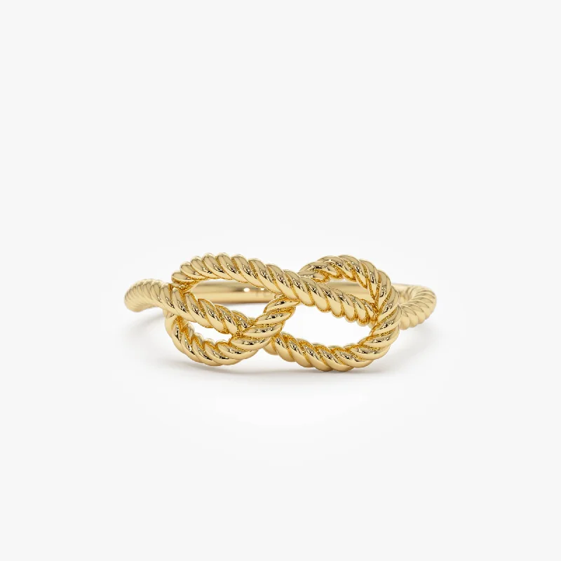 Women’s engraved rings-14K Twist Rope Infinity Knot Ring