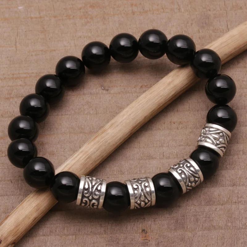 Women's cuff bracelets -Shrine Shadow Men's Onyx Bracelet