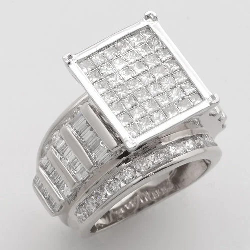 Affordable diamond engagement rings for women -14KW 4.00CTW PC DIAMOND CINDERELLA RING - BAGUETTE