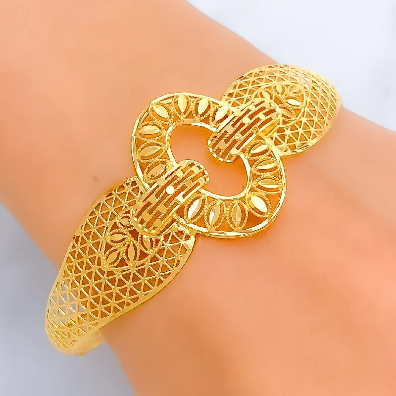 Exquisite silver women's bangles -Unique Captivating 22k Gold Leaf Bangle Bracelet