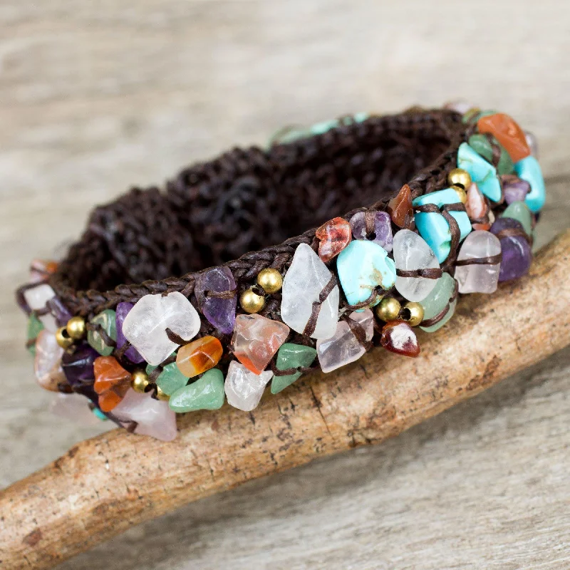 Chunky women's bangles -Colorful Day Beaded Gemstone Bracelet