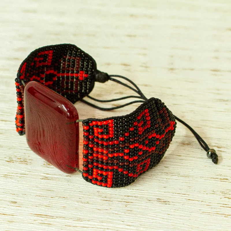 Modern women's bracelets -Codices in Red Red and Black Glass Bracelet