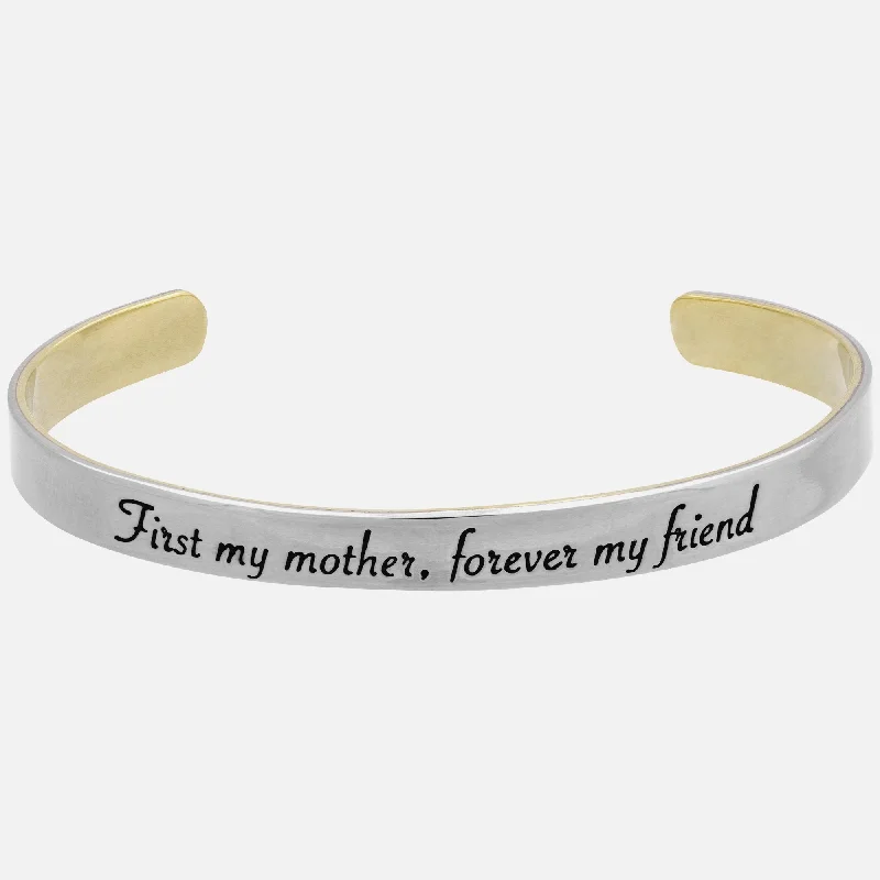 Women’s bracelet stack -My Mother My Friend Mixed Metal Cuff Bracelet