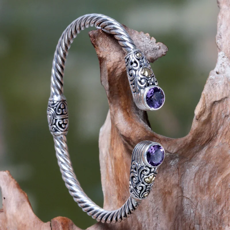 Modern women's bracelets -Sterling Silver & Amethyst Bangle Bracelet