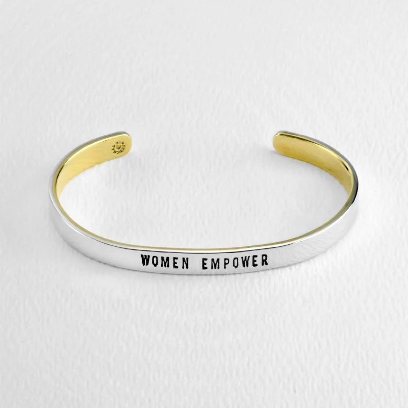 Luxury designer bangles for women -Women Empower Mixed Metals Cuff Bracelet