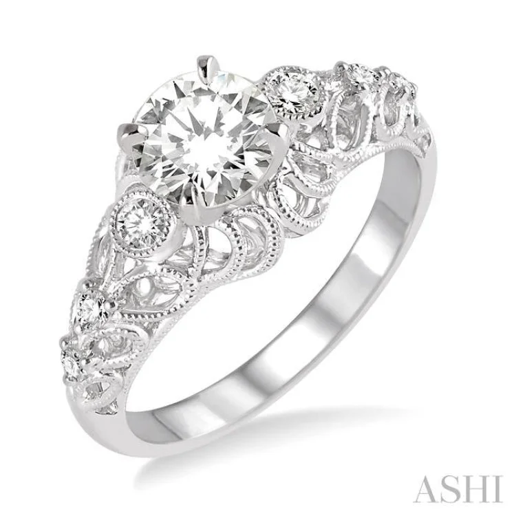 Unique engagement rings for women -1/6 ctw Diamond Semi-mount Engagement Ring in 14K White Gold