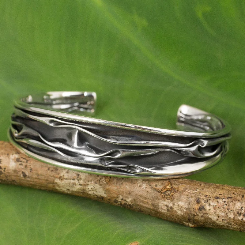 Elegant bangles for women -Narrow River Sterling Silver Cuff Bracelet